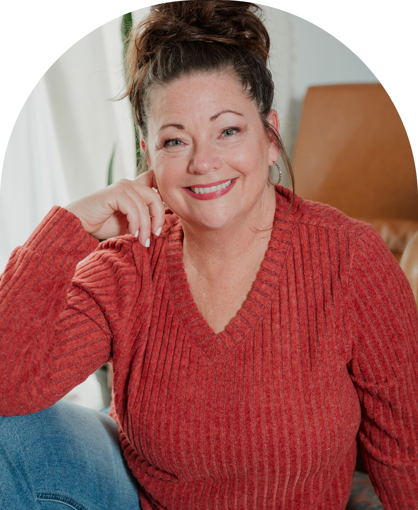 Woman relaxing on a cozy chair