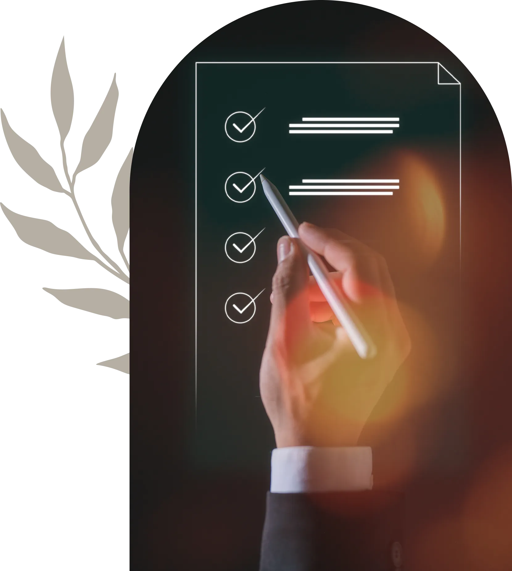 Person marking a digital checklist