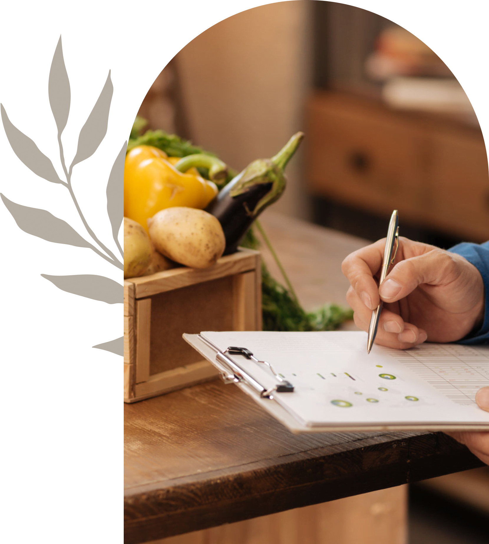 Taking notes by fresh vegetables