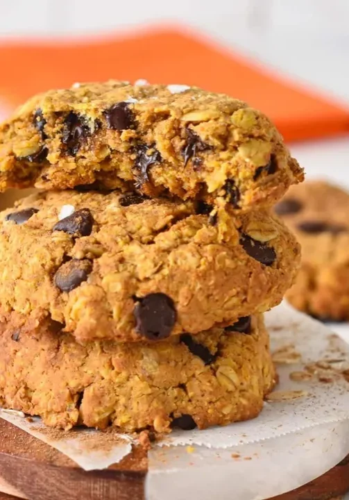 Freshly baked pumpkin cookies on display