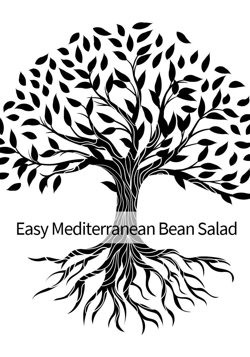 Title "Mediterranean Bean Salad" on screen