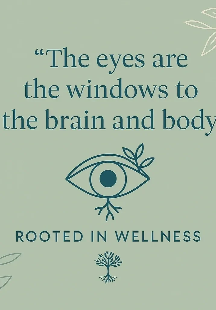 Inspirational wellness quote with eye illustration